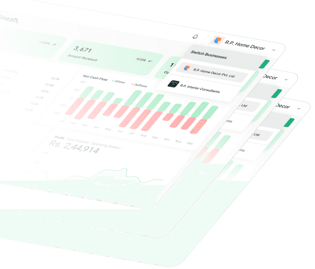 Business management dashboard interface